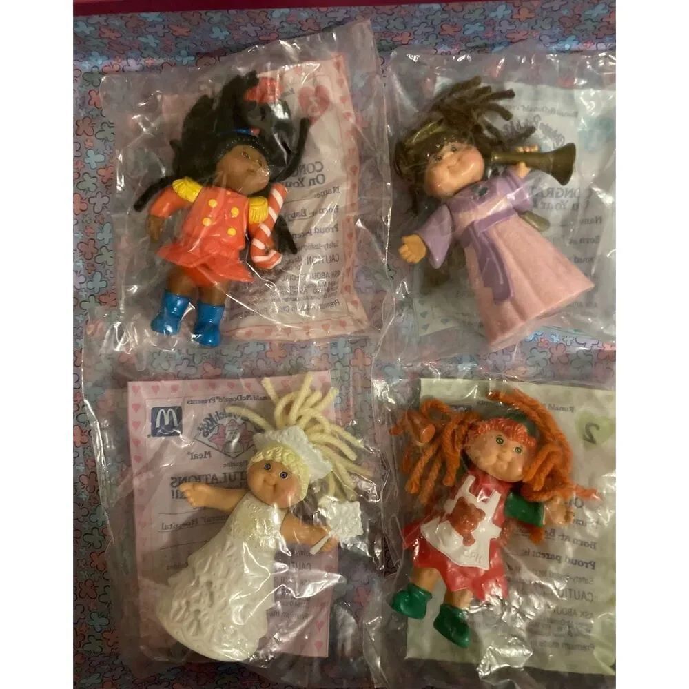 Lot of 4 Cabbage Patch Kids Mini Collectible Dolls Happy Meal Figurine Kids Coll